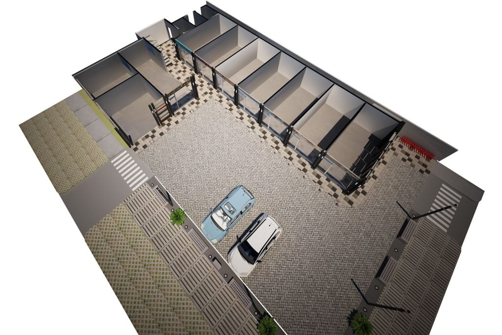 Strip center Punto Sur - Rendering planta 1