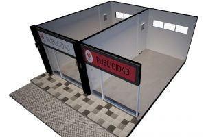 Strip center Punto Sur - Rendering local comercial, vista isométrica
